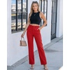 image:imageGRAPENT Dress Pants Women Straight Leg Business Casual Pants Elastic Waist Work Trousers Office Slacks with PocketsRed