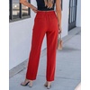 image:imageGRAPENT Dress Pants Women Straight Leg Business Casual Pants Elastic Waist Work Trousers Office Slacks with PocketsRed