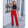 image:imageGRAPENT Dress Pants Women Straight Leg Business Casual Pants Elastic Waist Work Trousers Office Slacks with PocketsRed
