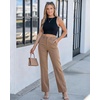 image:imageGRAPENT Dress Pants Women Straight Leg Business Casual Pants Elastic Waist Work Trousers Office Slacks with PocketsWarm Taupe