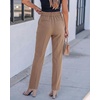 image:imageGRAPENT Dress Pants Women Straight Leg Business Casual Pants Elastic Waist Work Trousers Office Slacks with PocketsWarm Taupe