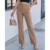 image:imageGRAPENT Dress Pants Women Straight Leg Business Casual Pants Elastic Waist Work Trousers Office Slacks with PocketsWarm Taupe