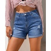 image:imageGRAPENT Jean Shorts Womens High Waisted Trendy Cuffed Hem Ripped Stretchy Casual 2026 Denim Jorts Summer ShortsClassic Blue
