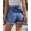 image:imageGRAPENT Jean Shorts Womens High Waisted Trendy Cuffed Hem Ripped Stretchy Casual 2026 Denim Jorts Summer ShortsClassic Blue