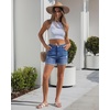 image:imageGRAPENT Jean Shorts Womens High Waisted Trendy Cuffed Hem Ripped Stretchy Casual 2026 Denim Jorts Summer ShortsClassic Blue