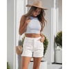 image:imageGRAPENT Jean Shorts Womens High Waisted Trendy Cuffed Hem Ripped Stretchy Casual 2026 Denim Jorts Summer ShortsCream White