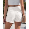 image:imageGRAPENT Jean Shorts Womens High Waisted Trendy Cuffed Hem Ripped Stretchy Casual 2026 Denim Jorts Summer ShortsCream White