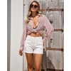 image:imageGRAPENT Jean Shorts Womens High Waisted Trendy Cuffed Hem Ripped Stretchy Casual 2026 Denim Jorts Summer ShortsCream White