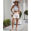 image:imageGRAPENT Jean Shorts Womens High Waisted Trendy Cuffed Hem Ripped Stretchy Casual 2026 Denim Jorts Summer ShortsCream White