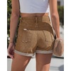 image:imageGRAPENT Jean Shorts Womens High Waisted Trendy Cuffed Hem Ripped Stretchy Casual 2026 Denim Jorts Summer ShortsGolden Brown