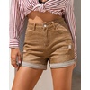 image:imageGRAPENT Jean Shorts Womens High Waisted Trendy Cuffed Hem Ripped Stretchy Casual 2026 Denim Jorts Summer ShortsGolden Brown