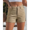 image:imageGRAPENT Jean Shorts Womens High Waisted Trendy Cuffed Hem Ripped Stretchy Casual 2026 Denim Jorts Summer ShortsKhaki