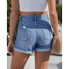 image:imageGRAPENT Jean Shorts Womens High Waisted Trendy Cuffed Hem Ripped Stretchy Casual 2026 Denim Jorts Summer ShortsMedium Blue