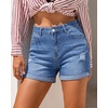 image:imageGRAPENT Jean Shorts Womens High Waisted Trendy Cuffed Hem Ripped Stretchy Casual 2026 Denim Jorts Summer ShortsMedium Blue