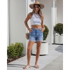image:imageGRAPENT Jean Shorts Womens High Waisted Trendy Cuffed Hem Ripped Stretchy Casual 2026 Denim Jorts Summer ShortsMedium Blue