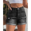 image:imageGRAPENT Jean Shorts Womens High Waisted Trendy Cuffed Hem Ripped Stretchy Casual 2026 Denim Jorts Summer ShortsWashed Black