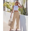 image:imageGRAPENT Linen Pants Women Wide Leg Ruffle Hem Pull On High Waisted Elastic Waist Cropped Ankle Casual Beach Summer PantsAlmond