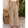 image:imageGRAPENT Linen Pants Women Wide Leg Ruffle Hem Pull On High Waisted Elastic Waist Cropped Ankle Casual Beach Summer PantsAlmond