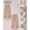image:imageGRAPENT Linen Pants Women Wide Leg Ruffle Hem Pull On High Waisted Elastic Waist Cropped Ankle Casual Beach Summer PantsAlmond