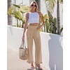 image:imageGRAPENT Linen Pants Women Wide Leg Ruffle Hem Pull On High Waisted Elastic Waist Cropped Ankle Casual Beach Summer PantsAlmond