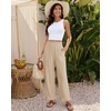 image:imageGRAPENT Linen Pants Women Wide Leg Ruffle Hem Pull On High Waisted Elastic Waist Cropped Ankle Casual Beach Summer PantsBeige