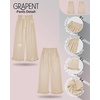 image:imageGRAPENT Linen Pants Women Wide Leg Ruffle Hem Pull On High Waisted Elastic Waist Cropped Ankle Casual Beach Summer PantsBeige
