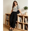 image:imageGRAPENT Linen Pants Women Wide Leg Ruffle Hem Pull On High Waisted Elastic Waist Cropped Ankle Casual Beach Summer PantsBlack