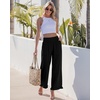image:imageGRAPENT Linen Pants Women Wide Leg Ruffle Hem Pull On High Waisted Elastic Waist Cropped Ankle Casual Beach Summer PantsBlack