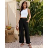 image:imageGRAPENT Linen Pants Women Wide Leg Ruffle Hem Pull On High Waisted Elastic Waist Cropped Ankle Casual Beach Summer PantsBlack