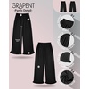 image:imageGRAPENT Linen Pants Women Wide Leg Ruffle Hem Pull On High Waisted Elastic Waist Cropped Ankle Casual Beach Summer PantsBlack