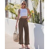 image:imageGRAPENT Linen Pants Women Wide Leg Ruffle Hem Pull On High Waisted Elastic Waist Cropped Ankle Casual Beach Summer PantsCoffee Brown