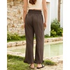 image:imageGRAPENT Linen Pants Women Wide Leg Ruffle Hem Pull On High Waisted Elastic Waist Cropped Ankle Casual Beach Summer PantsCoffee Brown