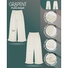 image:imageGRAPENT Linen Pants Women Wide Leg Ruffle Hem Pull On High Waisted Elastic Waist Cropped Ankle Casual Beach Summer PantsCream White