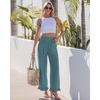 image:imageGRAPENT Linen Pants Women Wide Leg Ruffle Hem Pull On High Waisted Elastic Waist Cropped Ankle Casual Beach Summer PantsLake