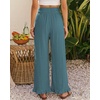 image:imageGRAPENT Linen Pants Women Wide Leg Ruffle Hem Pull On High Waisted Elastic Waist Cropped Ankle Casual Beach Summer PantsLake