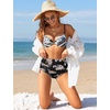 image:imageGRAPENT Womens High Waisted Swim Bottom Ruched Bikini Tankini Bottoms Tummy Control Swimsuit BriefsB 2022 Black Floral