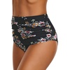 image:imageGRAPENT Womens High Waisted Swim Bottom Ruched Bikini Tankini Bottoms Tummy Control Swimsuit BriefsB 2022 Black Floral