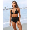 image:imageGRAPENT Womens High Waisted Swim Bottom Ruched Bikini Tankini Bottoms Tummy Control Swimsuit BriefsB Black