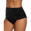 image:imageGRAPENT Womens High Waisted Swim Bottom Ruched Bikini Tankini Bottoms Tummy Control Swimsuit BriefsB Black