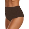 image:imageGRAPENT Womens High Waisted Swim Bottom Ruched Bikini Tankini Bottoms Tummy Control Swimsuit BriefsB Chocolate Brown