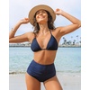 image:imageGRAPENT Womens High Waisted Swim Bottom Ruched Bikini Tankini Bottoms Tummy Control Swimsuit BriefsB Navy