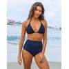 image:imageGRAPENT Womens High Waisted Swim Bottom Ruched Bikini Tankini Bottoms Tummy Control Swimsuit BriefsB Navy