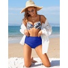 image:imageGRAPENT Womens High Waisted Swim Bottom Ruched Bikini Tankini Bottoms Tummy Control Swimsuit BriefsB Royal Blue