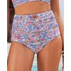 image:imageGRAPENT Womens High Waisted Swim Bottom Ruched Bikini Tankini Bottoms Tummy Control Swimsuit BriefsBlue Floral