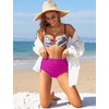 image:imageGRAPENT Womens High Waisted Swim Bottom Ruched Bikini Tankini Bottoms Tummy Control Swimsuit BriefsDeep Magenta