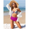 image:imageGRAPENT Womens High Waisted Swim Bottom Ruched Bikini Tankini Bottoms Tummy Control Swimsuit BriefsDeep Magenta