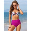 image:imageGRAPENT Womens High Waisted Swim Bottom Ruched Bikini Tankini Bottoms Tummy Control Swimsuit BriefsDeep Magenta