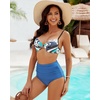 image:imageGRAPENT Womens High Waisted Swim Bottom Ruched Bikini Tankini Bottoms Tummy Control Swimsuit BriefsGray Blue