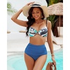 image:imageGRAPENT Womens High Waisted Swim Bottom Ruched Bikini Tankini Bottoms Tummy Control Swimsuit BriefsGray Blue