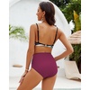image:imageGRAPENT Womens High Waisted Swim Bottom Ruched Bikini Tankini Bottoms Tummy Control Swimsuit BriefsPlum